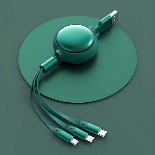 Pro 3 in 1 Cable - Fast Charging and Sync for All Devices - Universal Compatibility - Durable Nylon Braided Cord (100W Super Fast Charging Cable) Color May very